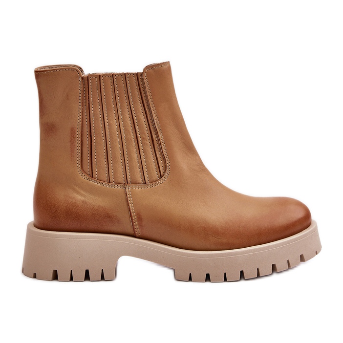 Bottes à enfiler pour femmes sur talons plats en cuir Lewski 3611 marron brun Bottes à enfiler pour femmes sur talons plats en cuir Lewski 3611 marron brun