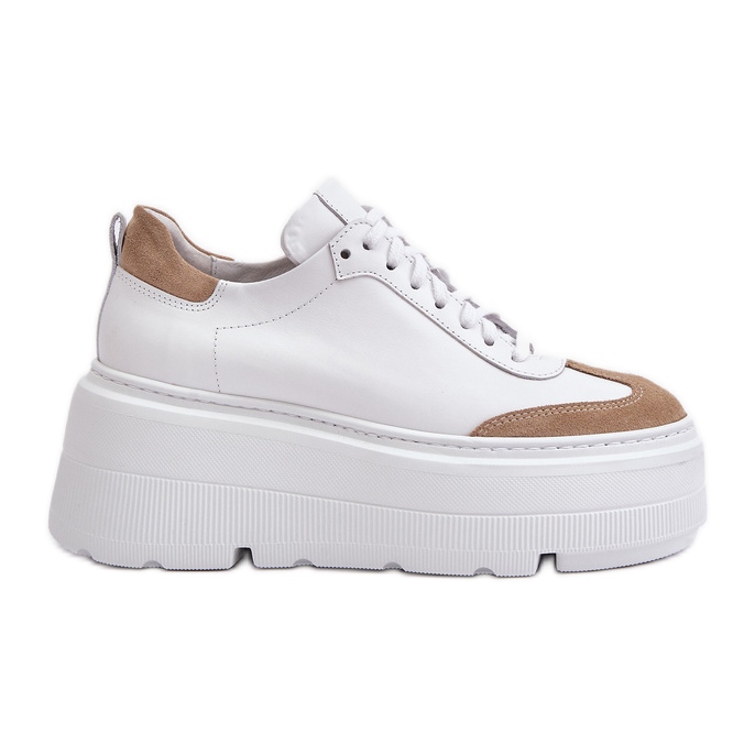 Baskets En Cuir Sur Plateforme Massive Lewski 3635/X Blanc-Beige blanche