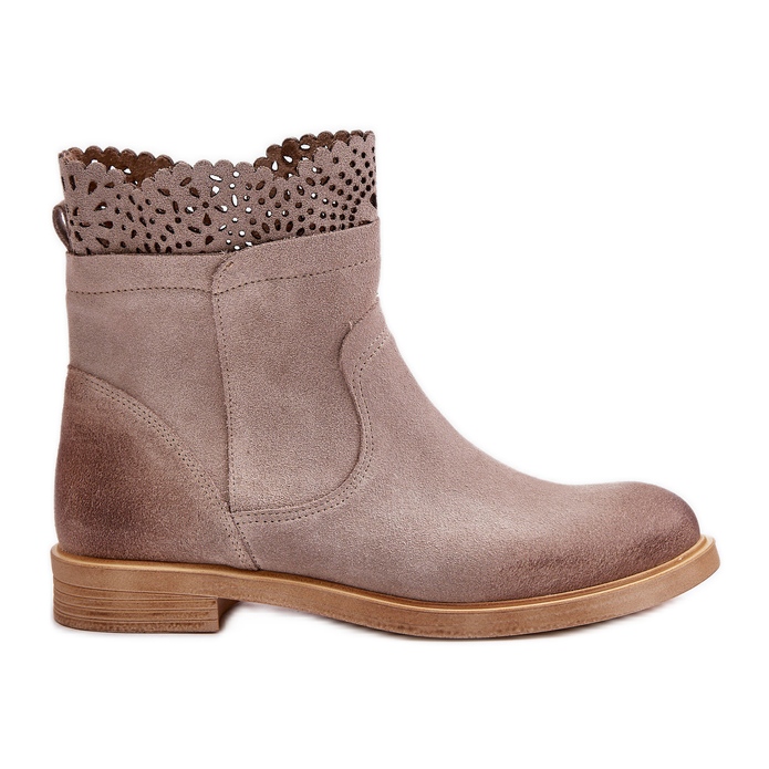 Lewski Shoes Bottines Plates Basses Femme Daim Lewski 3624 Cappucino beige
