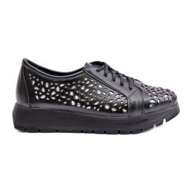 Zazoo 2973 Chaussures Plateformes en Cuir à Motif Ajouré, Noir le noir