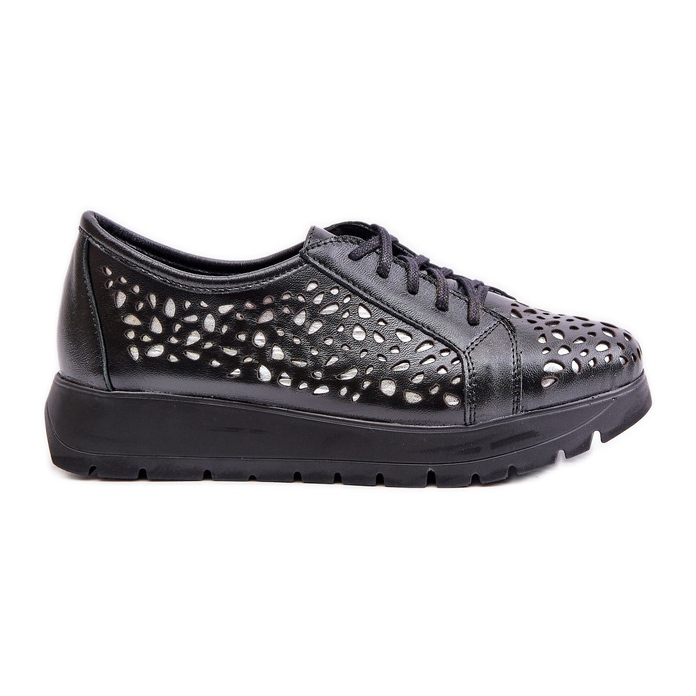 Zazoo 2973 Chaussures Plateformes en Cuir à Motif Ajouré, Noir le noir