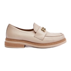 Zazoo 20174 Chaussures élégantes en cuir à talons plats pour femme Beige