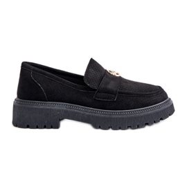 Mocassins Brogues pour femmes avec détail doré, noir Arilva le noir