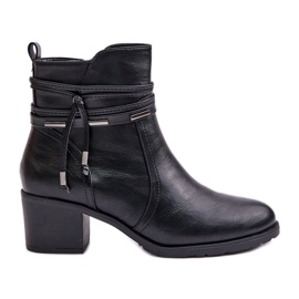 Jezzi Bottes Pour Femmes Sur Talon Haut Chaud Noir Lobina