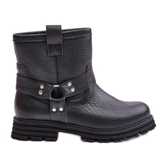 Bottines Plates Femme En Cuir Lewski 3610 Noir le noir