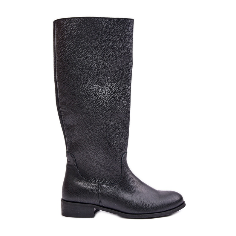 Lewski Bottes mi-mollet en cuir pour femmes avec fermeture éclair gauche 3616 noir le noir