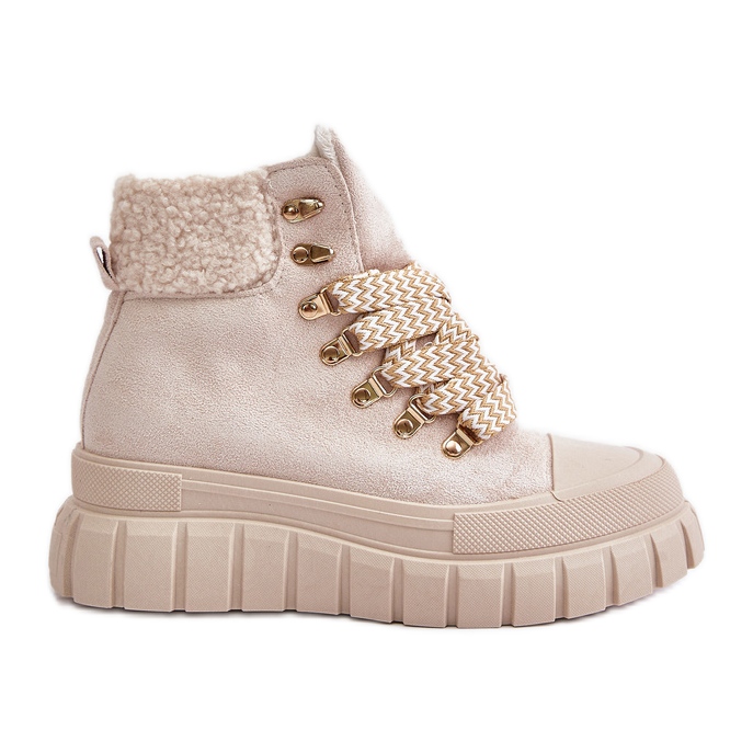 Bottes Trappeuses Isolées Sur Plateforme Pour Femme, Beige Alcyhen