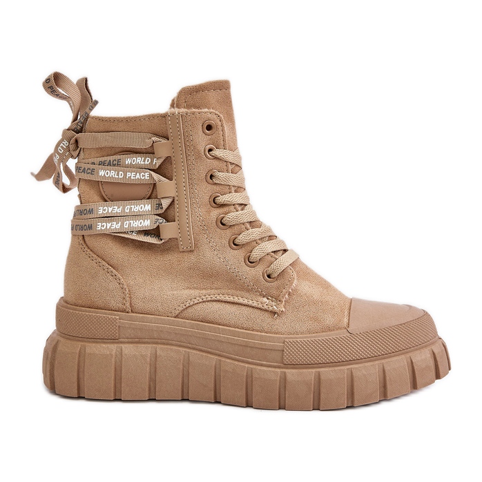 Bottes pour femmes marron sur plateforme avec laçage décoratif Edidda brun Bottes pour femmes marron sur plateforme avec laçage décoratif Edidda brun