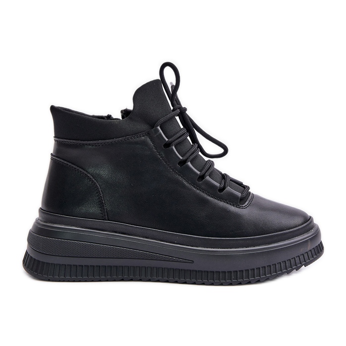 Artiker 55C1041 Chaussures de sport à plateforme en cuir léger, noir le noir