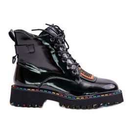 Bottes trappeuses vernies pour femmes avec fermeture éclair en cuir Artiker 55C0517 noir