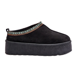 Chaussons Plateforme Avec Broderie Femme, Noir Neroma