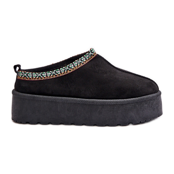 Chaussons Plateforme Avec Broderie Femme, Noir Neroma le noir