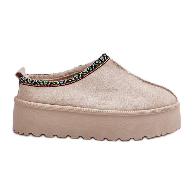 Chaussons Plateforme Femme Avec Broderie Beige Clair Neroma