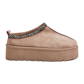 Chaussons Plateforme Avec Broderie Femme, Beige Neroma