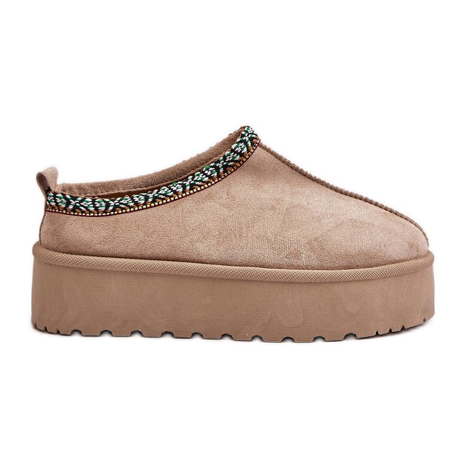 Chaussons Plateforme Avec Broderie Femme, Beige Neroma Chaussons Plateforme Avec Broderie Femme, Beige Neroma