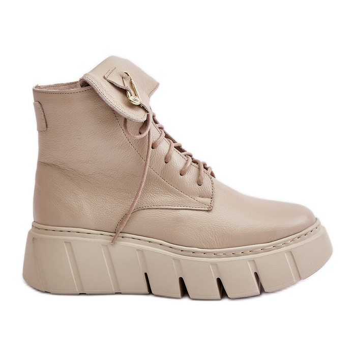 Zazoo 60511 Bottes en cuir pour femmes sur la plateforme beige chaude