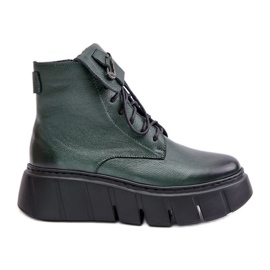 Zazoo 60511 Bottes en cuir pour femme sur la plateforme chauffée, vert foncé