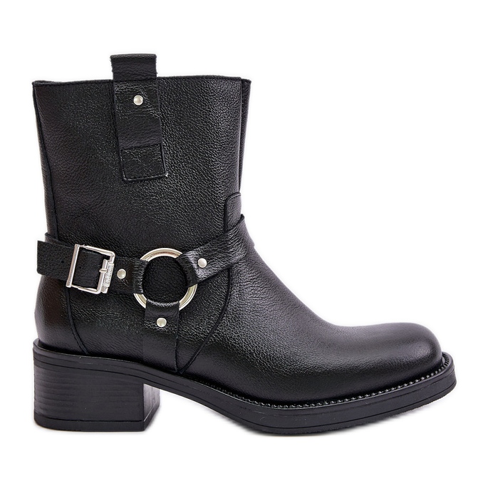 Zazoo 60480 Bottes isolées en cuir à talons bas, noir le noir