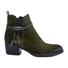 Zazoo 60478 Bottes à talons hauts en daim, isolées, fermées par une fermeture éclair, vert foncé