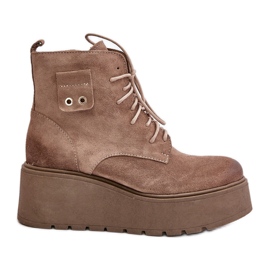 Zazoo 60499 Bottes Femme En Daim Sur Plateforme Et Compensées Beige Chaud