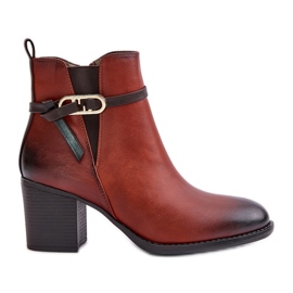 Jezzi Bottines à Talons Hauts Femme Isolées à Bride Marron Zinithia brun