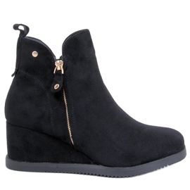 Paxten Bottines compensées en daim noir le noir