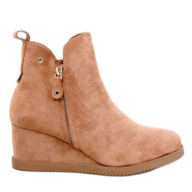 Bottines compensées en daim Paxten Camel beige