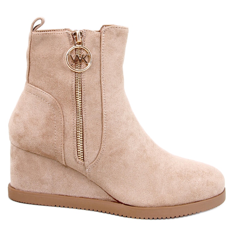 Bottines compensées Vavin Kaki avec zip doré beige