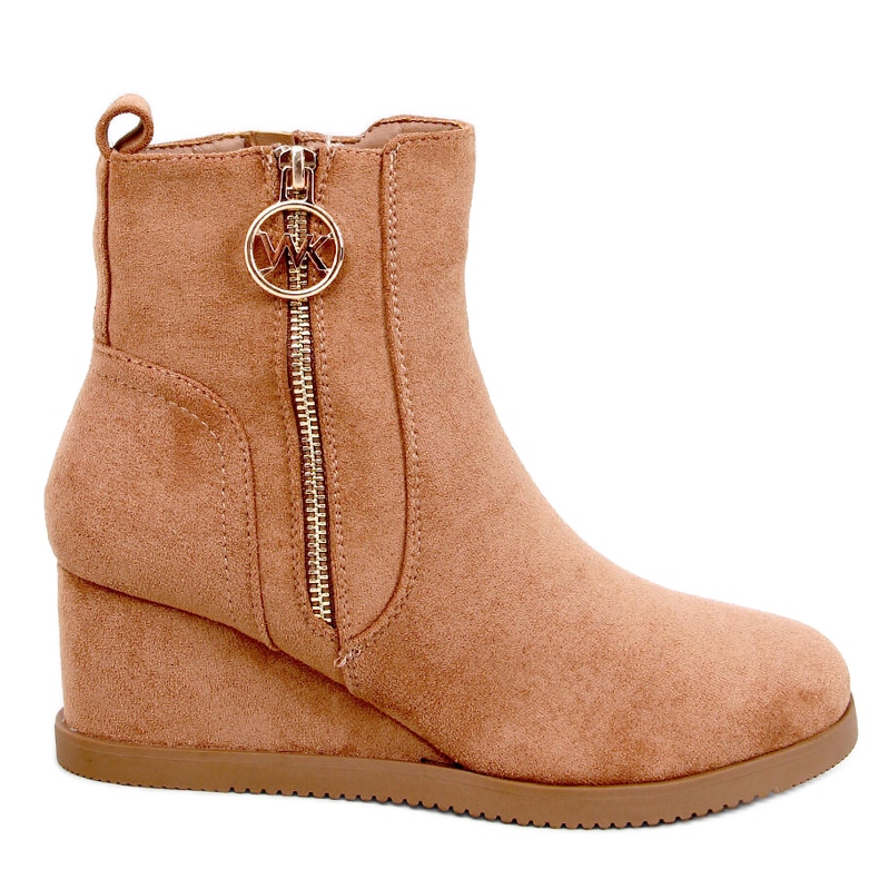 Bottines compensées Vavin Camel avec zip doré beige