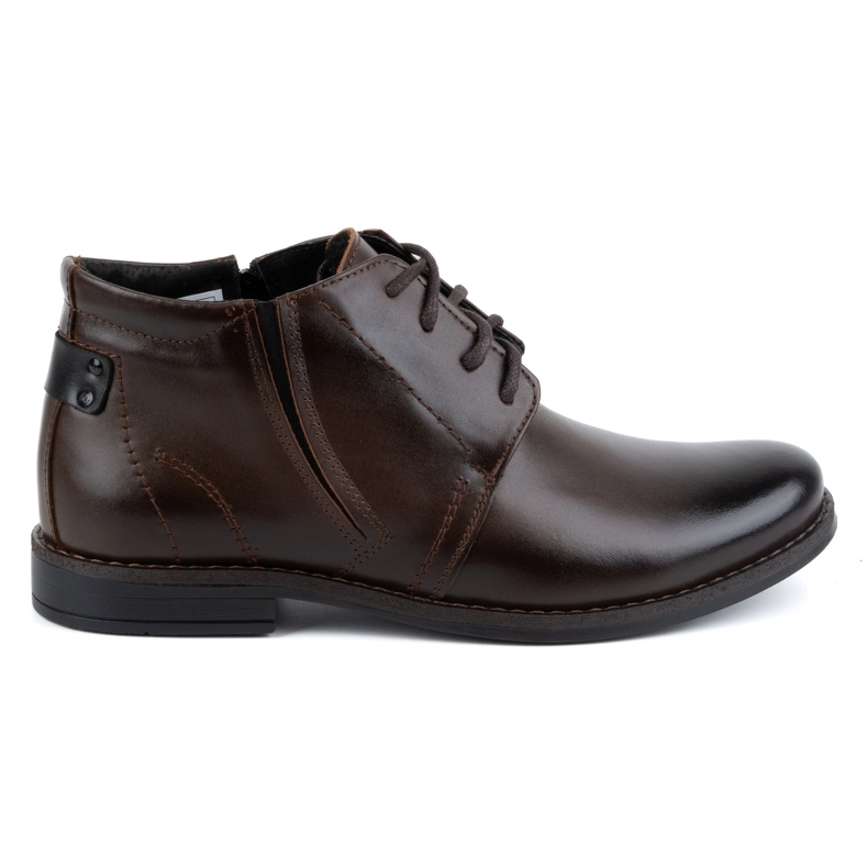Boots cuir hiver homme, marron foncé, 336LU - Olivier Shoes brun