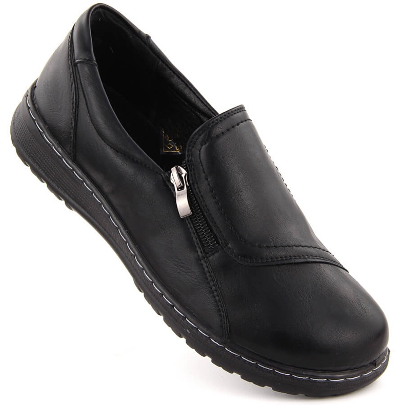 Chaussures surélevées confortables pour femmes, noires Potocki 90308 le noir