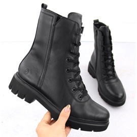Bottes de travail isolées en cuir pour femme, noir Remonte D1W76-00 le noir