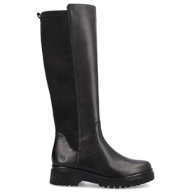 Bottines en cuir à tige élastique pour femme, noires Remonte D1B71-01