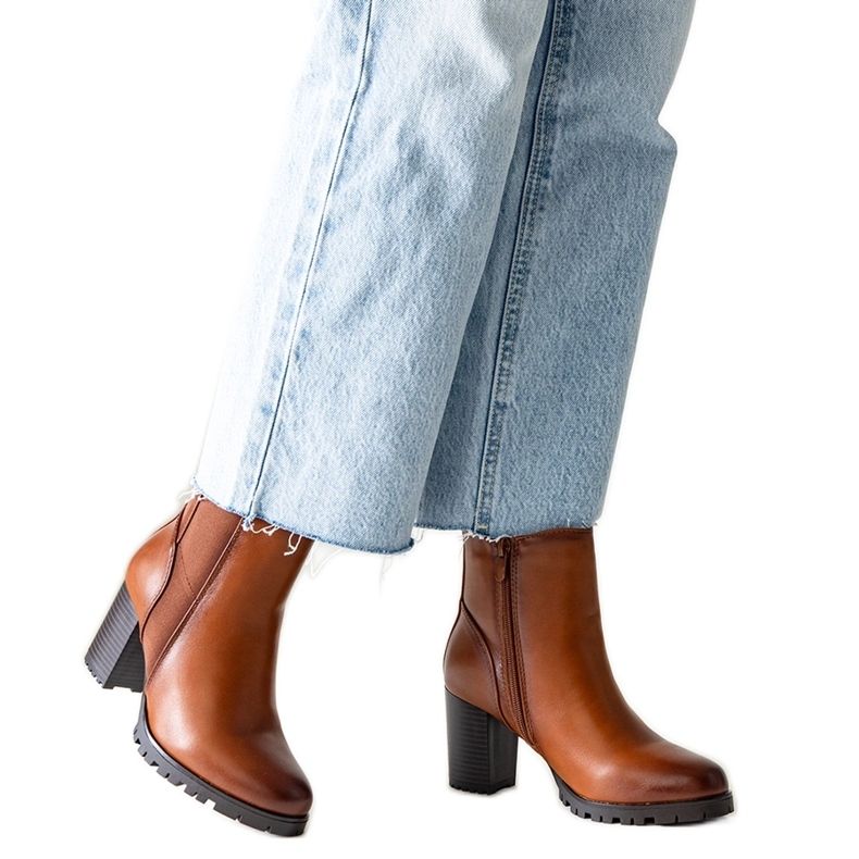 Bottines marron en cuir écologique Zinah brun