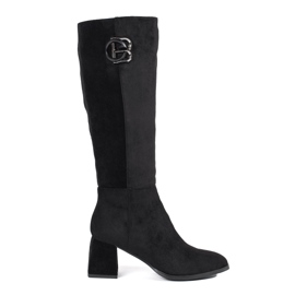 Goodin Cuissardes femme en daim noir le noir