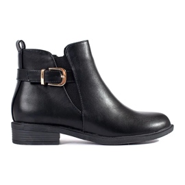 Bottines Chelsea femme noires avec éléments dorés