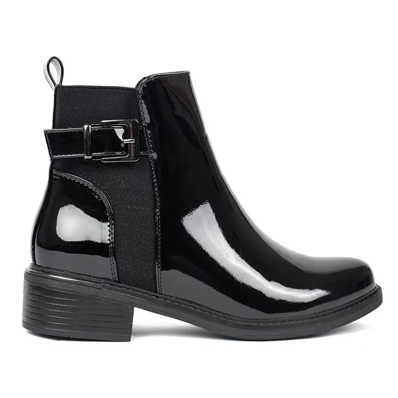 Bottines Chelsea vernis noires pour femme le noir