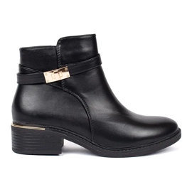 Bottines femme noires avec éléments dorés