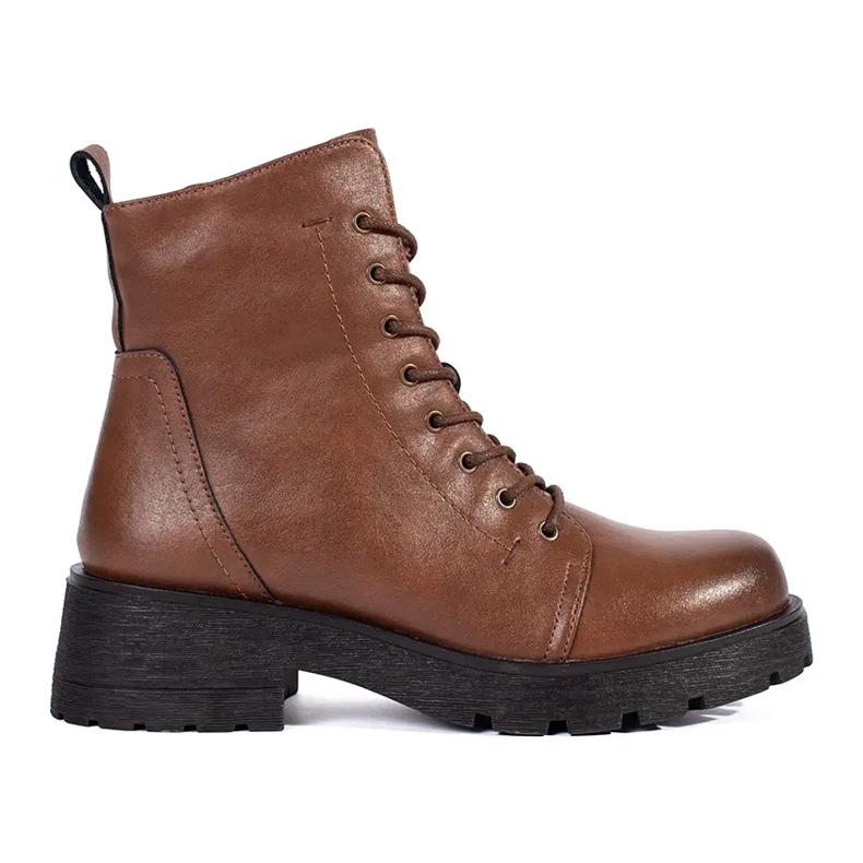 Bottines en cuir marron à semelle épaisse par Sergio Leone brun