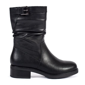 Sergio Leone Bottines femme isolées en cuir noir le noir