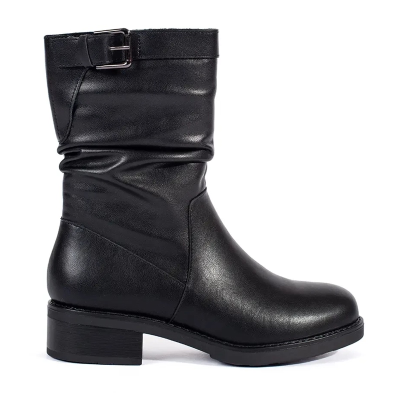 Sergio Leone Bottines femme isolées en cuir noir le noir