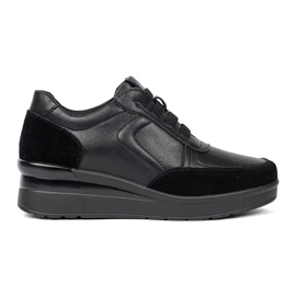 Chaussures compensées pour femmes en cuir noir par Sergio Leone le noir