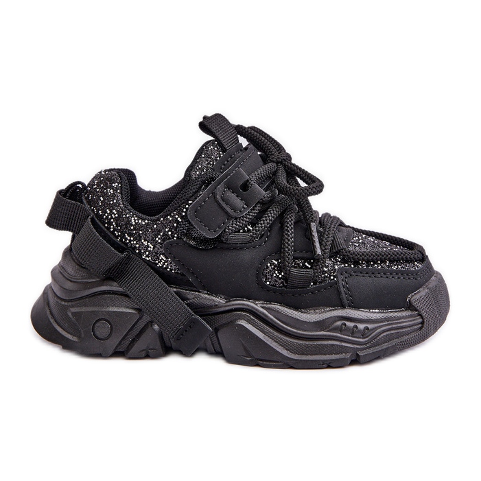 Baskets enfant ornées de paillettes, Noir Liatoma le noir
