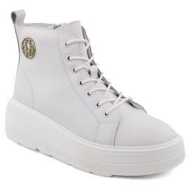 Bottines en cuir blanc pour femme sur la plateforme par Filippo DBT6374