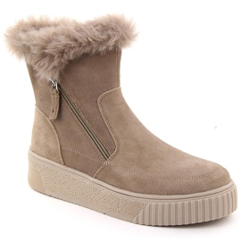 Bottines en cuir pour femme en daim beige avec fourrure Filippo DBT6484