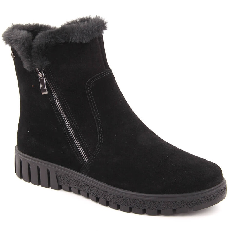 Bottines en cuir pour femme en daim noir avec fourrure Filippo DBT6362 le noir