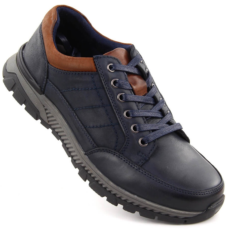 Chaussures décontractées en cuir pour hommes, bleu marine, T.Sokolski J24-75