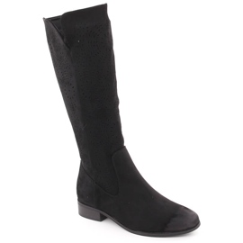 Bottines ajourées isolées en daim pour femme, noir Potocki 12522 le noir