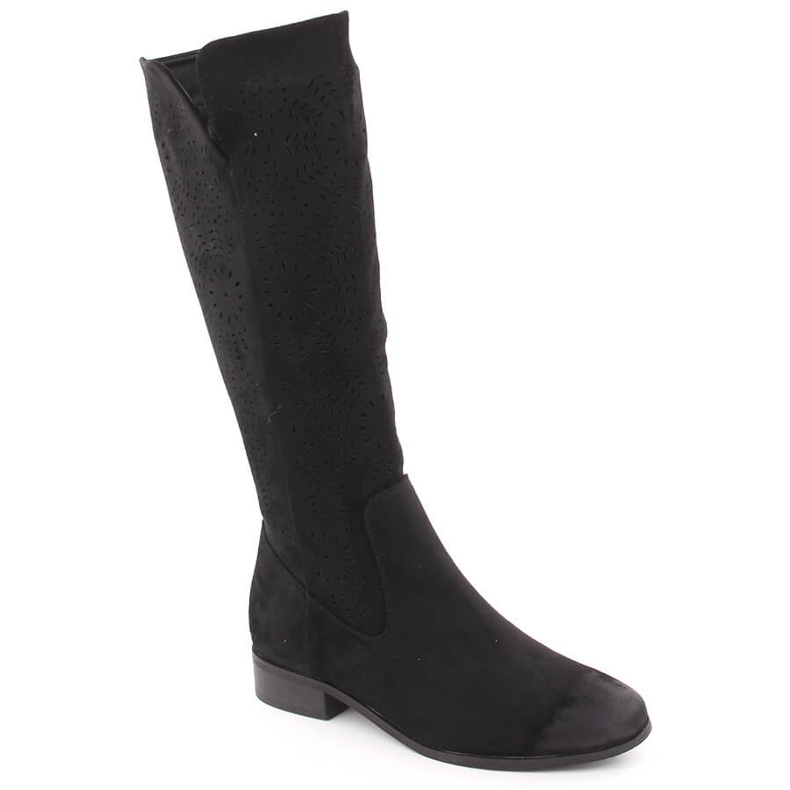 Bottines ajourées isolées en daim pour femme, noir Potocki 12522 le noir