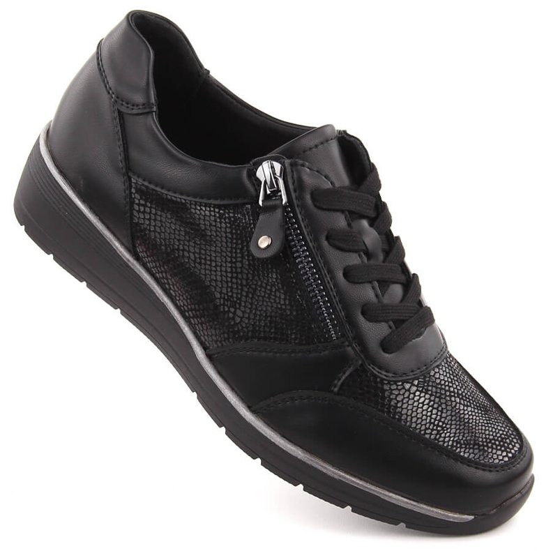Filippo DP6633 chaussures de sport noires avec fermeture éclair le noir